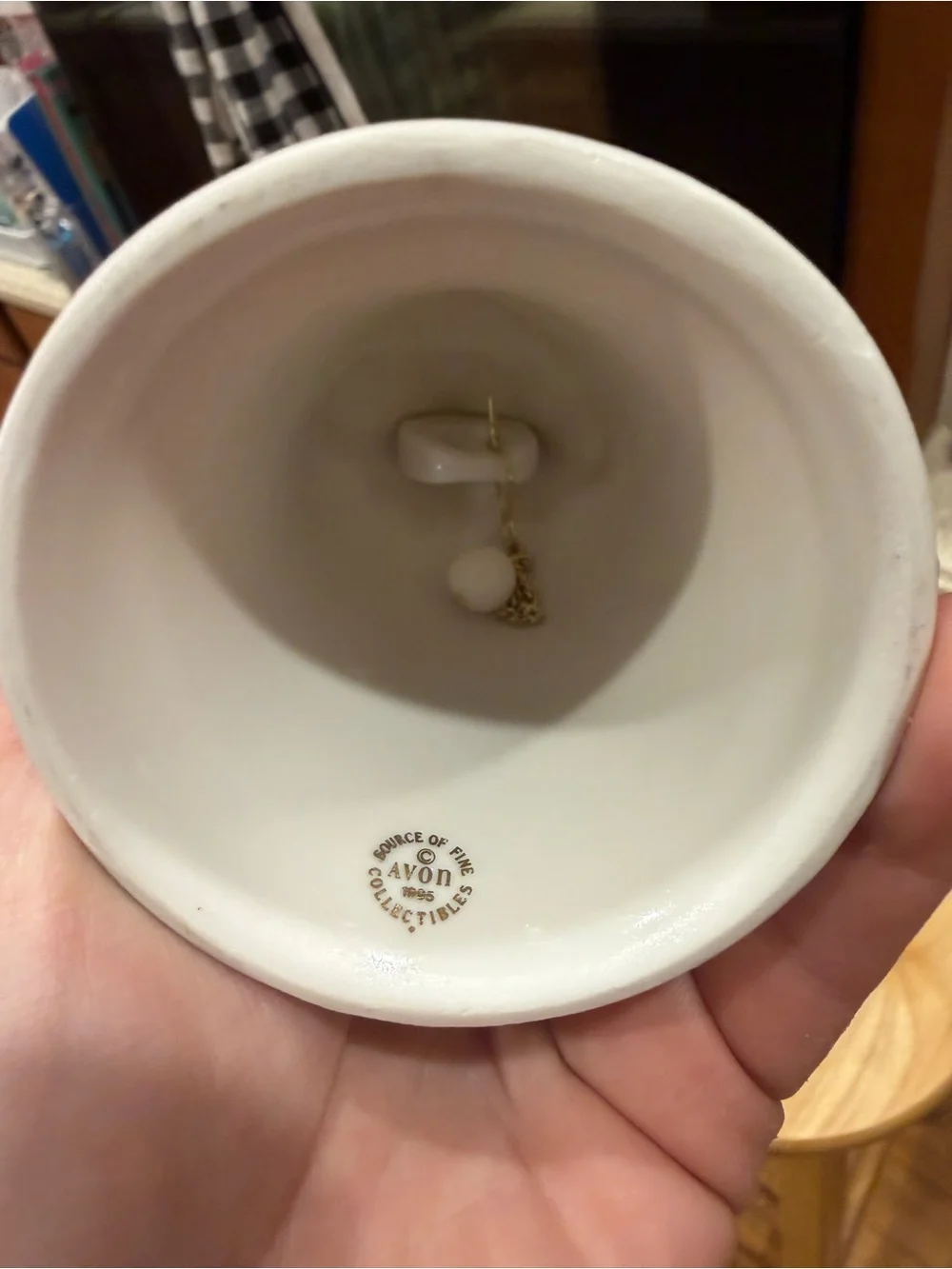 Avon Heart-Top Porcelain Bell in Soft Pink and Blue